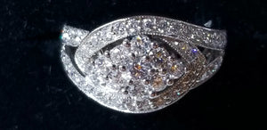 Cluster Diamond Ring 1.01 Carat,14K 5.2gr White Gold Diamond Ring, Size 5,Ring