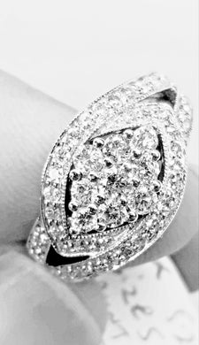 Cluster Diamond Ring 1.01 Carat,14K 5.2gr White Gold Diamond Ring, Size 5,Ring