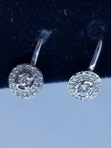 Diamond Earrings ,14k White Gold, 0.30 Carat Round Diamond For Girls & Woman