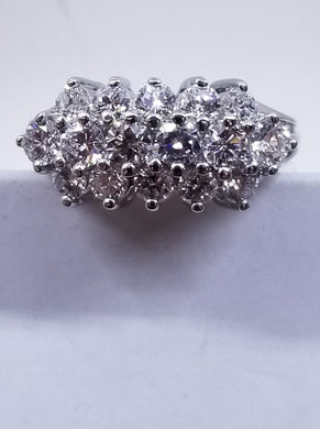 Diamond Cluster Ring 2.00 Carat G SI1 Diamond Ring,14K 6.5gr White Gold ,Size 7,