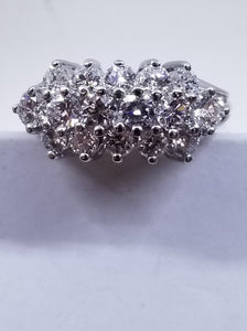 Diamond Cluster Ring 2.00 Carat G SI1 Diamond Ring,14K 6.5gr White Gold ,Size 7,