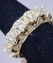 Fancy Wedding Band Diamond Ring 2.25 Carat,14K 9.7gr Yellow Gold , Ring Size 11