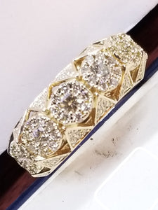 Fancy Wedding Band Diamond Ring 2.25 Carat,14K 9.7gr Yellow Gold , Ring Size 11