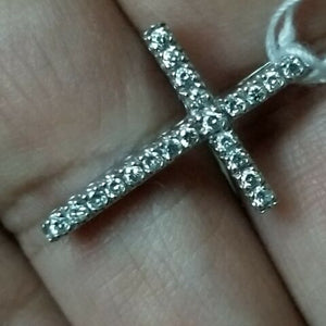 Diamond Cross Pendant 0.35 G SI1 Carats ,14K 4.8gr. White Gold. 0.9" length.
