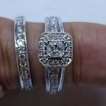 Engagement Wedding Set, 1.03 Carat Diamond Ring,14K 6.4gr White Gold, Size 7