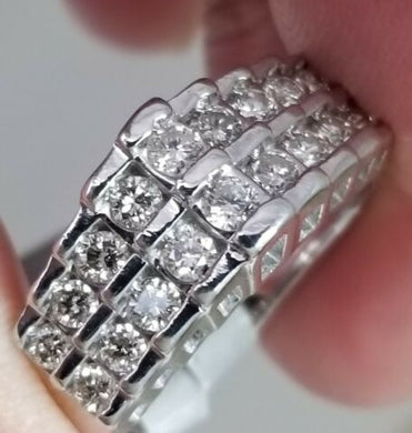 Wedding  Band, Round Diamond Ring 1.08 Carat ,14K  6.8gr White Gold , Size 10