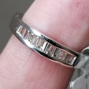 Baguette Cut Wedding Band Diamond Ring 0.45 Carat,14K 3gr. White Gold ,Size 7.25