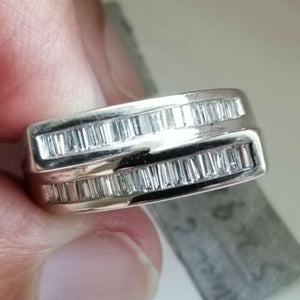 Baguette Cut Wedding Band Diamond Ring 1.01Carat,14K 6gr. White Gold ,Size 9.5
