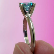 Solitaire Engagement Ring,1.43 Carat Fancy I2 Blue Diamond ,14k  White Gold, Size 6