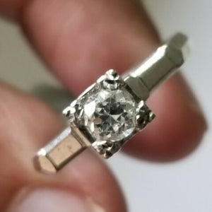 Solitaire Engagement Ring,0.50 G SI2 Carat, Diamond ,Platinum,Antique Style ,7.5