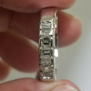 Emerald Cut Wedding Band Diamond Ring 1.00 Carat,14K 5.66gr White Gold , Size 10