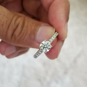 Solitaire Engagement Ring, 1.80 Carat,Center 1.00 H I1 Diamond ,14k  White Gold,