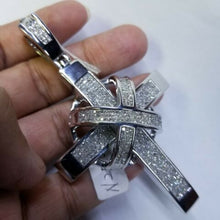 Diamond Cross Pendant 6.01 H SI1 Carats ,14K 56gr. White Gold. 4" length.