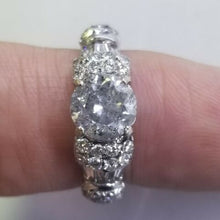 Solitaire Engagement Ring, Salt & Pepper Diamond 2.75 Carat & Center 1.85 ,14k