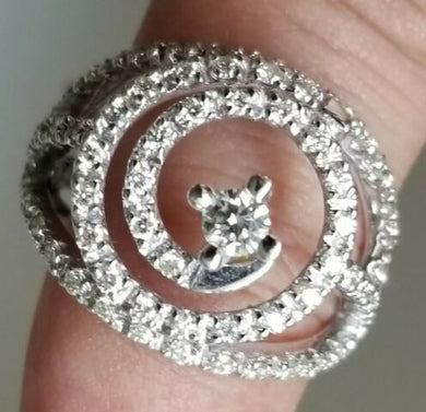 Diamond Cluster Ring 1.00 Carat  Diamond Ring,14K 5.7gr White Gold , Size 8 ,