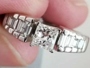 Solitaire Engagement Ring,1.00 Carat H SI2, Diamond ,14k  White Gold, See Video