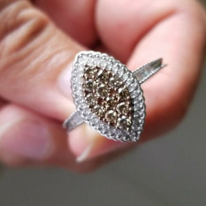Diamond Cluster Ring, 0.80 Carat Fancy Diamond Ring,10K 3gr White Gold , Size 9.5