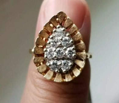 Diamond Pear Shape Ring .50 Carat  Diamond Ring,14K 4.2gr Yellow Gold , Size 3.5