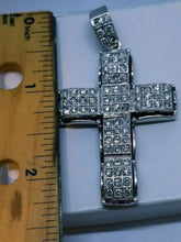 Cross Pendant with Diamond,Size 2.25",14k White Gold,2.25 Carat Round Diamond