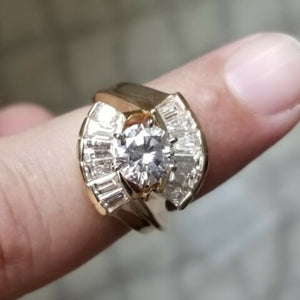 Solitaire Engagement Ring, 2.50 Carat,Center 1.20  J, SI2/I1,Diamond,14k White Gold