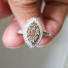 Diamond Cluster Ring, 0.80 Carat Fancy Diamond Ring,10K 3gr White Gold , Size 9.5