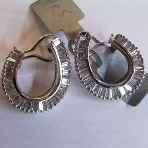 Diamond Baguette Earrings, 3.50 Carats Baguette Diamond ,14k 8.7gr,White Gold,