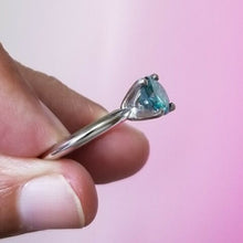 Solitaire Engagement Ring,1.43 Carat Fancy I2 Blue Diamond ,14k  White Gold, Size 6