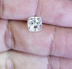 1.42 Carats Moissanite Diamond Cushion Cut ,White Color G VS1 , Very good Cut .