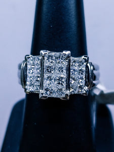 Princess Cut Diamond Ring 100% natural 1.75 Carat Diamond,14K 9.2gr, White Gold