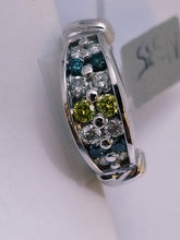 1.02 Carat white, yellow, blue,Colors Diamond Ring,14K,7.1gr, White Gold ,Size 7