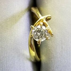 Solitaire Engagement Ring, .51 Carat,Center 0.51 I ,I1 Diamond ,18k Yellow Gold,