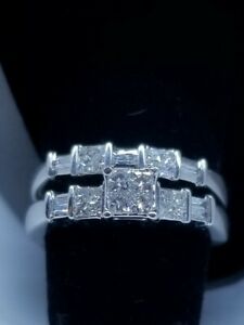 Engagement Wedding set , .80 Carat Diamond Ring ,14K White Gold 5.5gr., Size 5.5