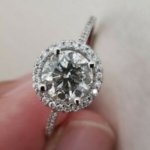 Solitaire Engagement Ring,1.77 Carat,Center 1.55 Diamond ,14k  White Gold,