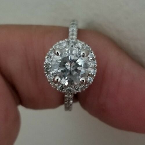 Solitaire Engagement Ring, 2.17 Carat,Center 1.70 H I2 Diamond ,14k White Gold,